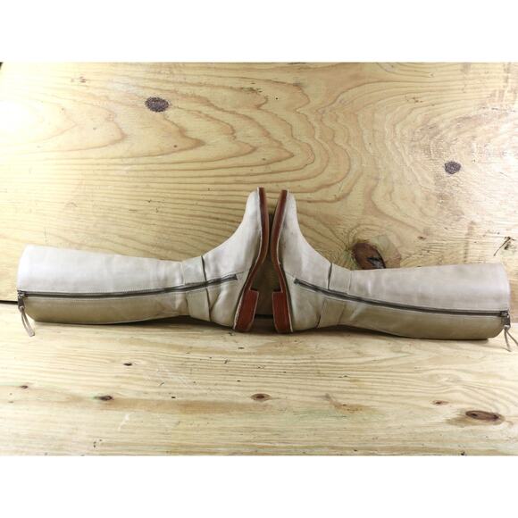 Fossil Boots Womens 6 White Cement Big Buckle Riding Equestrian Tall Zip - Picture 3 of 10